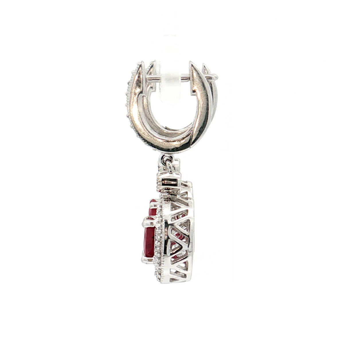 White Gold Ruby & Diamond Earrings