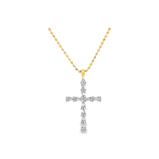 Yellow Gold Diamond Cross Necklace