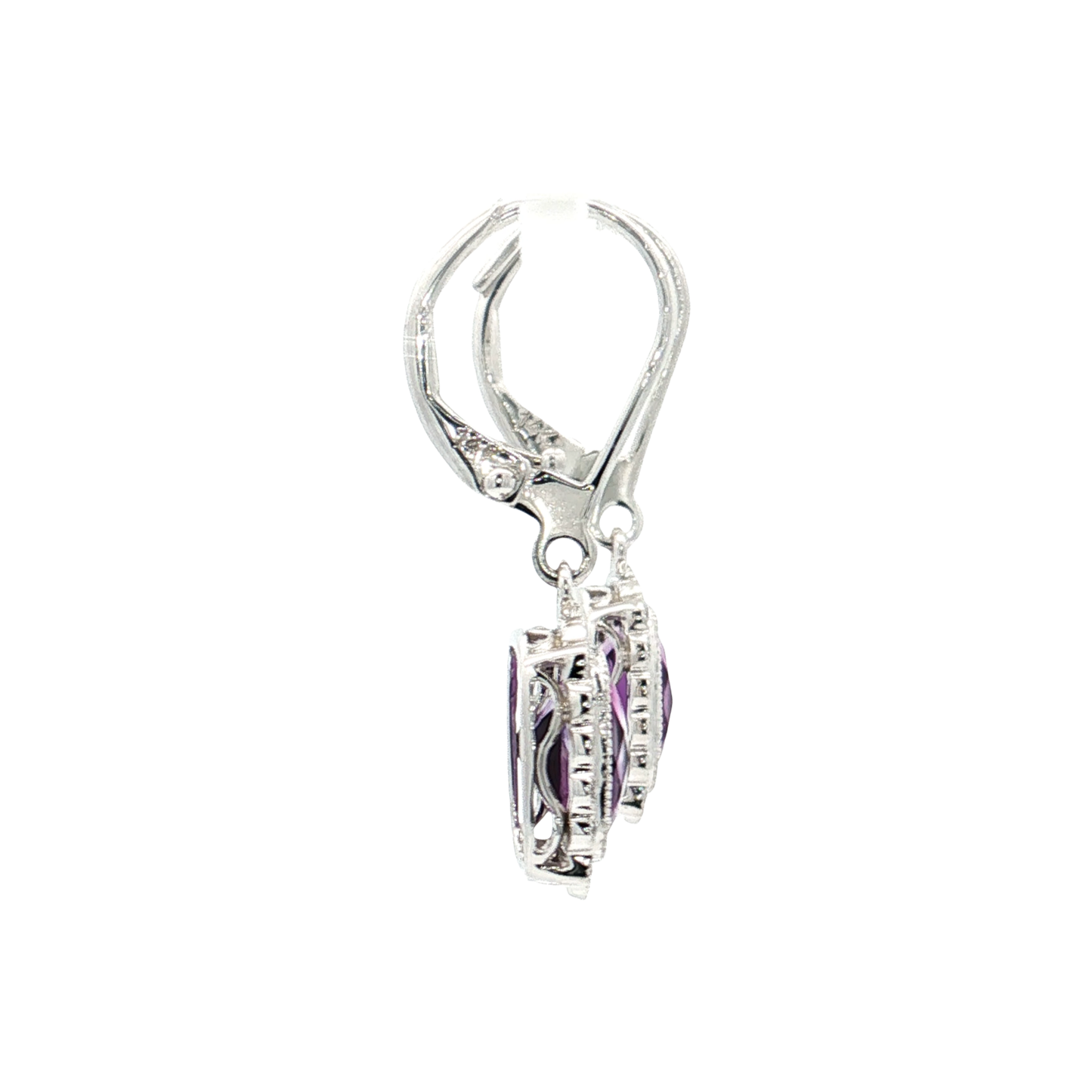White Gold Amethyst & Diamond Earrings