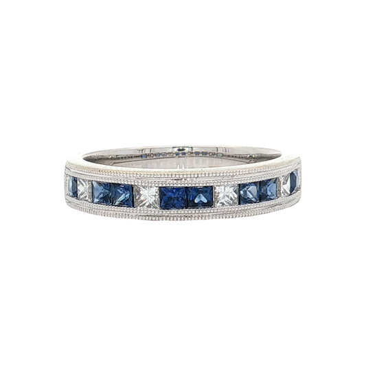White Gold Sapphire & Diamond Band