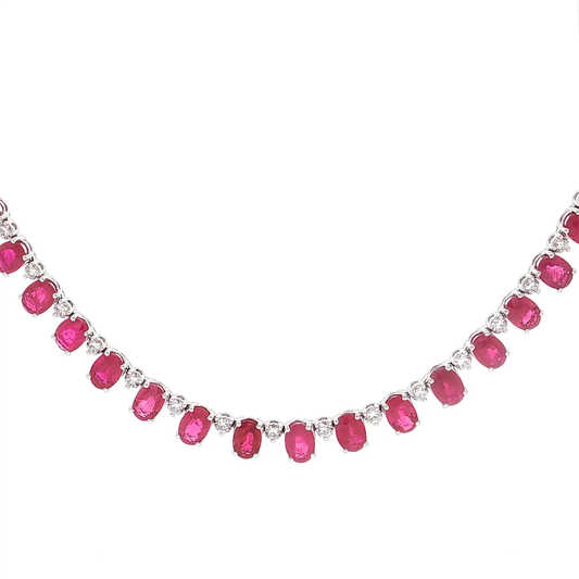 White Gold Ruby & Diamond Necklace