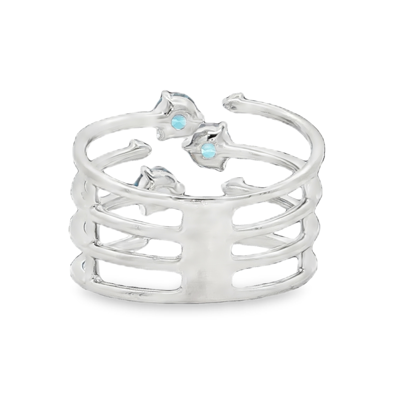 White Gold Blue Topaz & Diamond Band