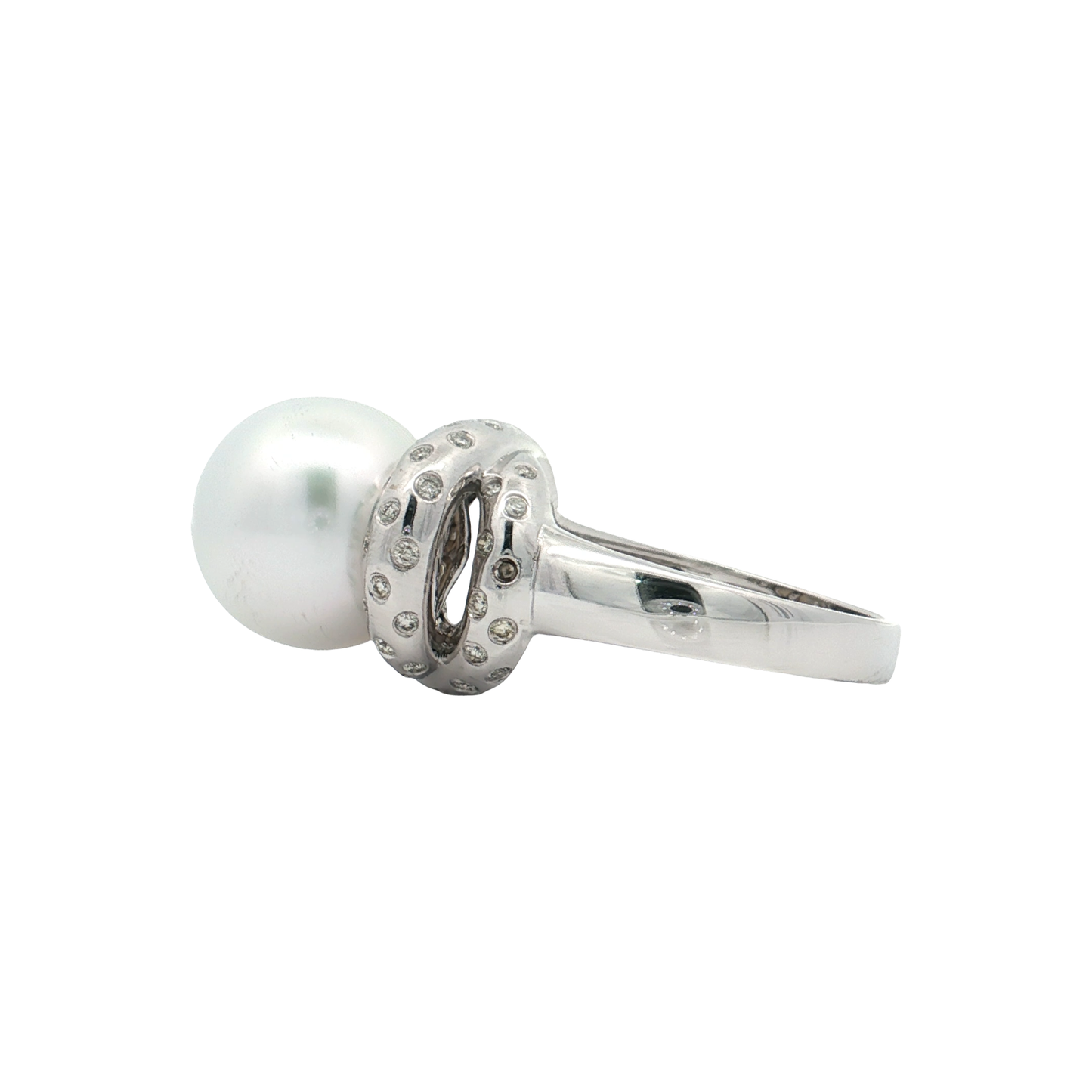 White Gold Pearl & Diamond Ring