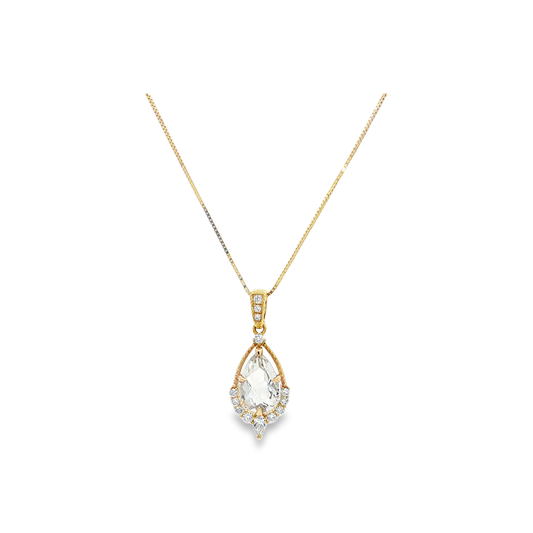 Yellow Gold Aquamarine & Diamond Necklace