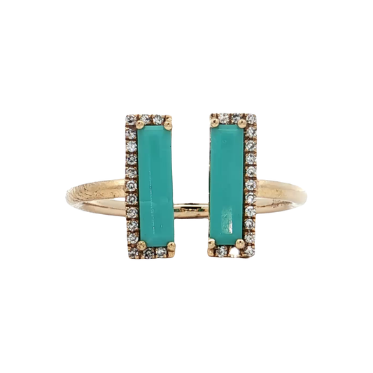 Yellow Gold Turquoise & Diamond Ring