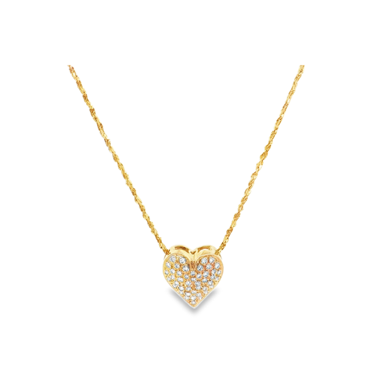 Yellow Gold Diamond Heart Pendant