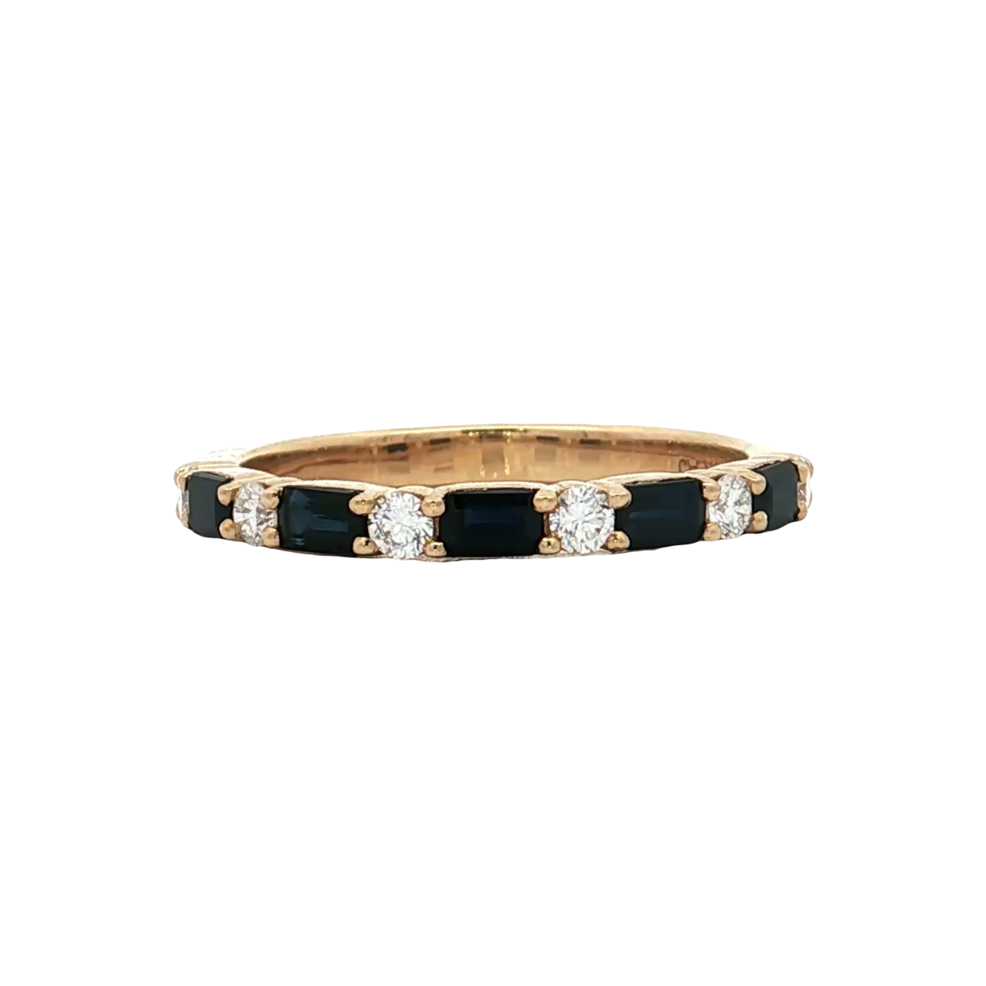 Yellow Gold Sapphire & Diamond Wedding Band