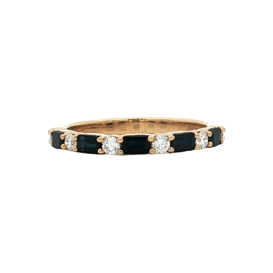 Yellow Gold Sapphire & Diamond Wedding Band