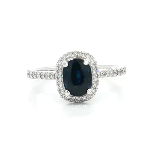 White Gold Sapphire & Diamond Ring