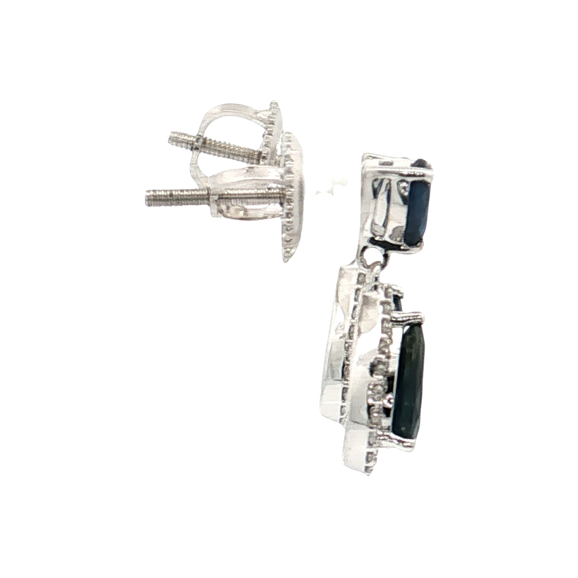 White Gold Sapphire & Diamond Earrings
