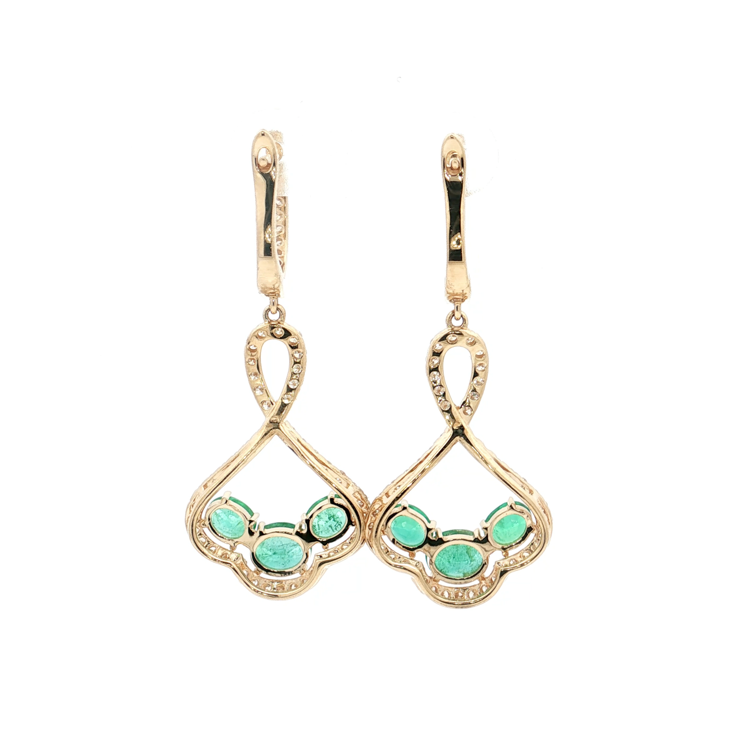 Yellow Gold Emerald & Diamond Earrings