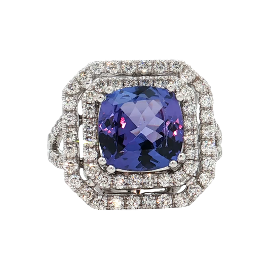White Gold Tanzanite & Diamond Ring
