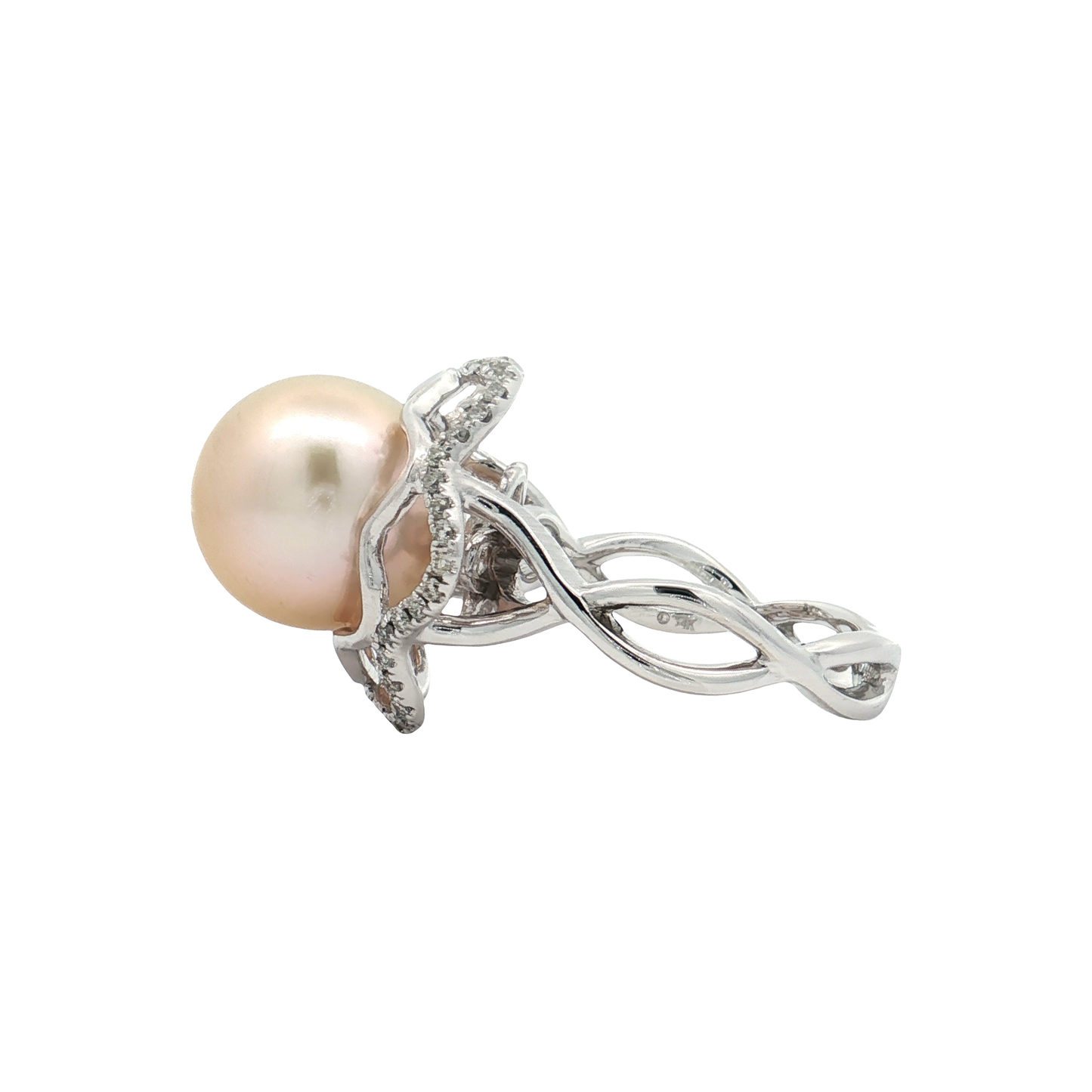 White Gold Pearl & Diamond Ring