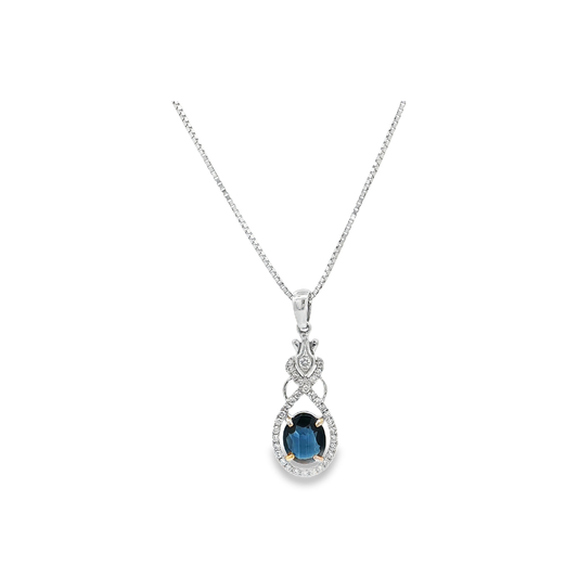 White Gold Sapphire & Diamond Necklace