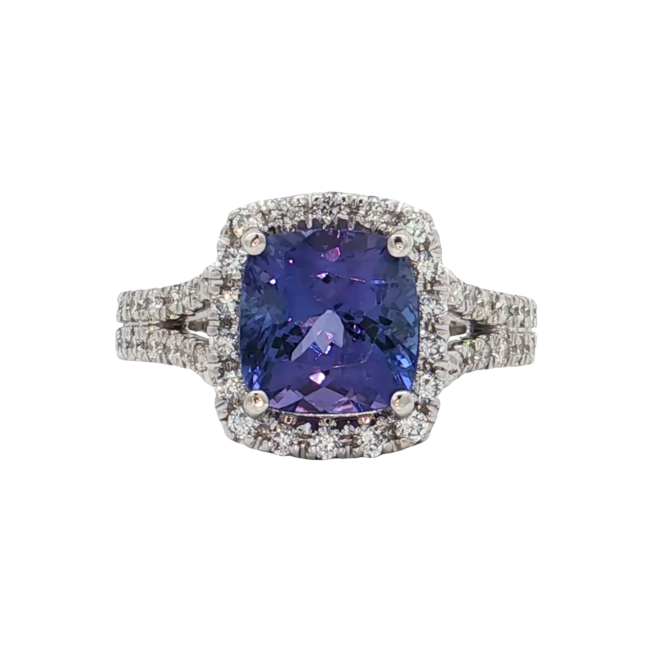 White Gold Tanzanite & Diamond Ring