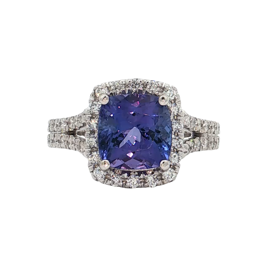 White Gold Tanzanite & Diamond Ring