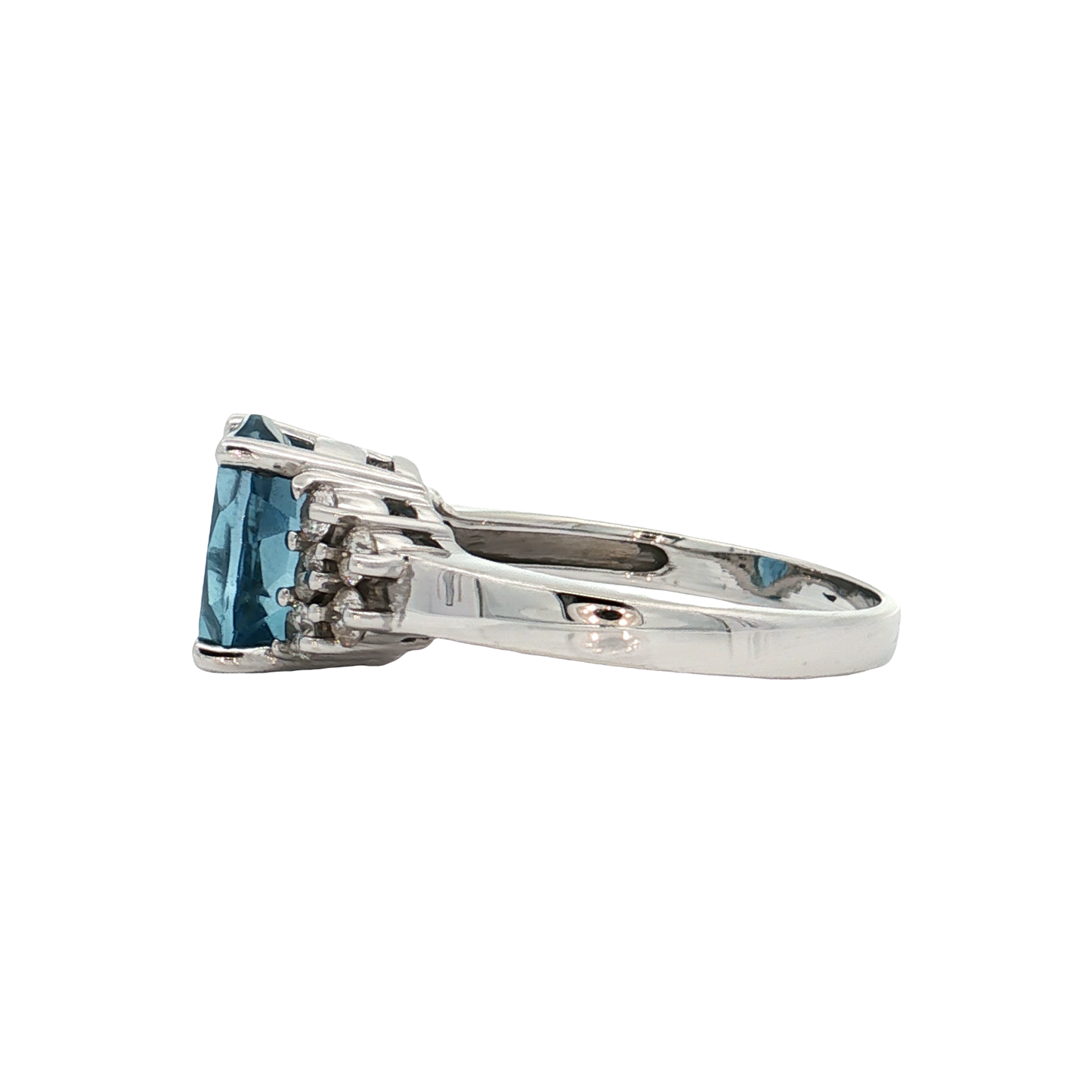 White Gold Blue Topaz & Diamond Ring