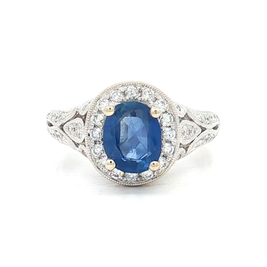 White Gold Sapphire & Diamond Ring