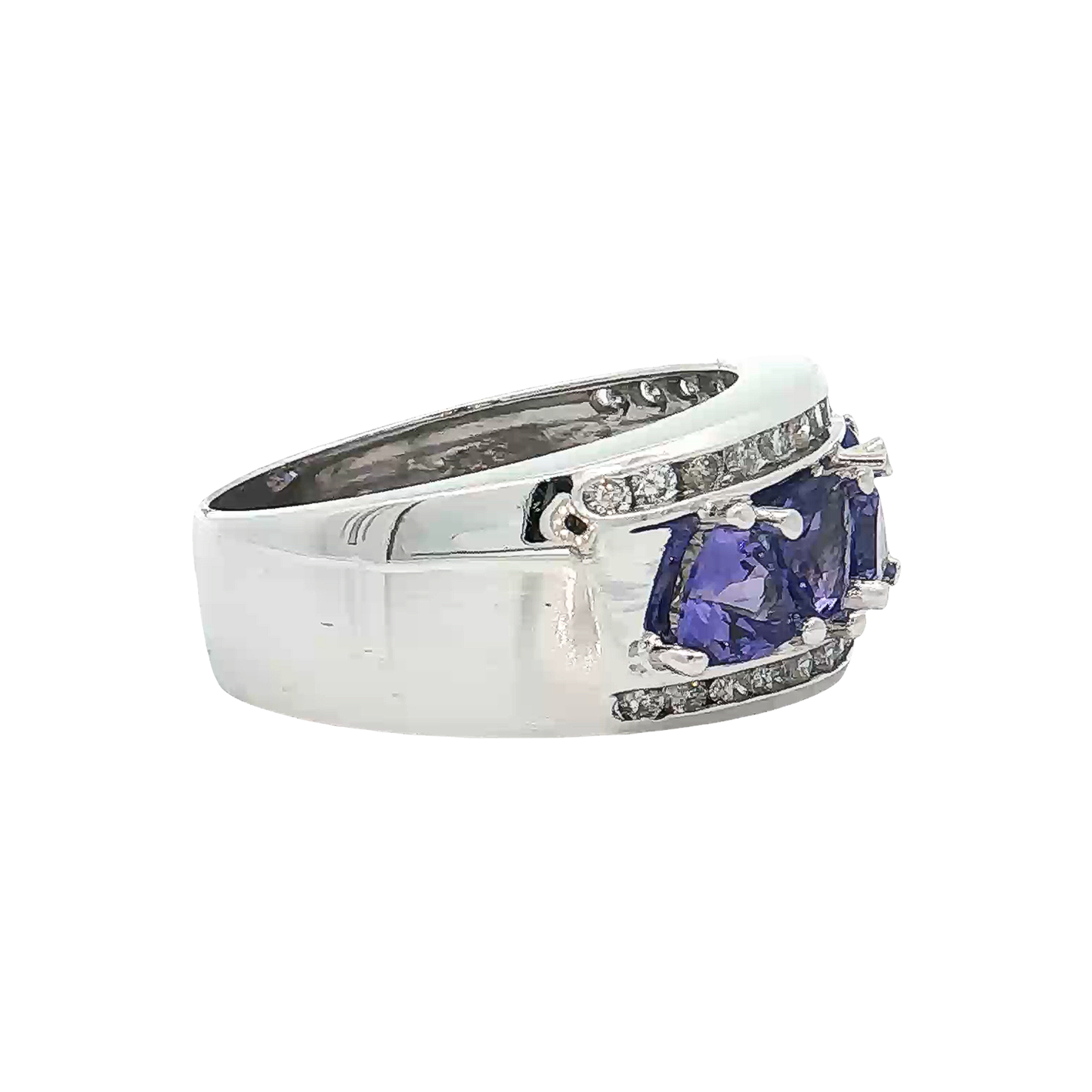 White Gold Tanzanite & Diamond Band
