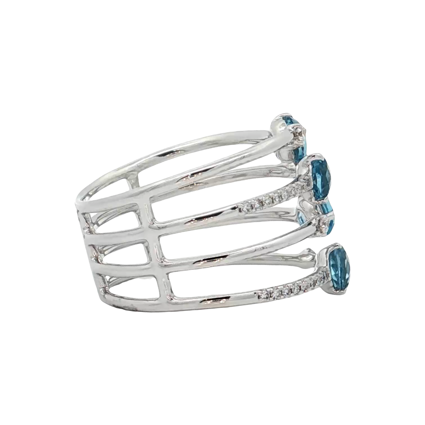 White Gold Blue Topaz & Diamond Band