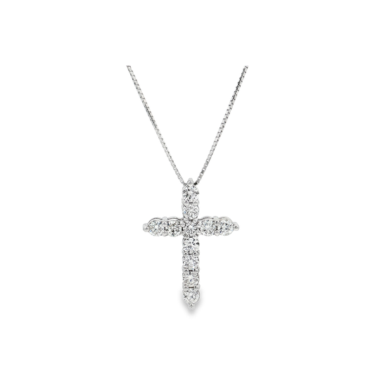 White Gold Diamond Cross Necklace