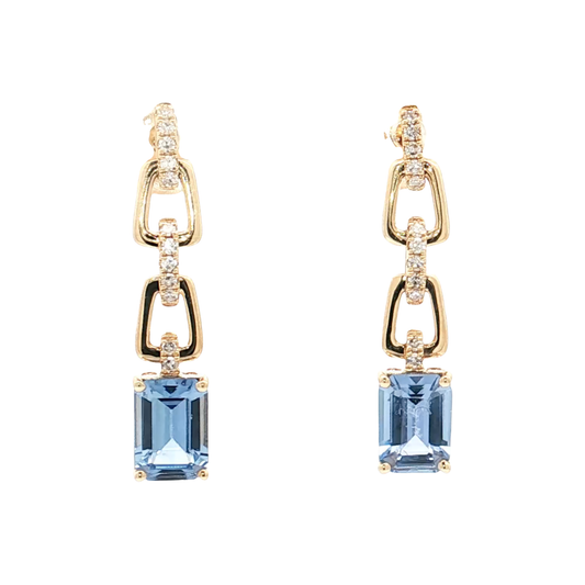 Yellow Gold Sapphire & Diamond Earrings
