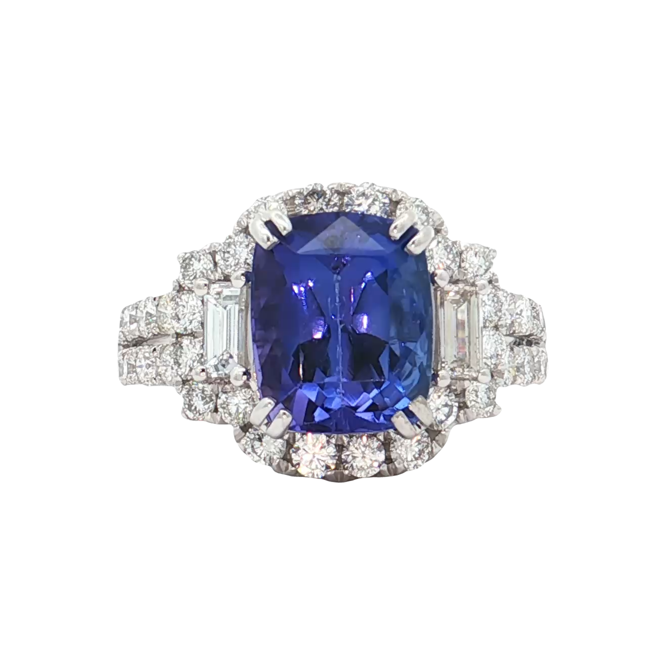 White Gold Tanzanite & Diamond Ring