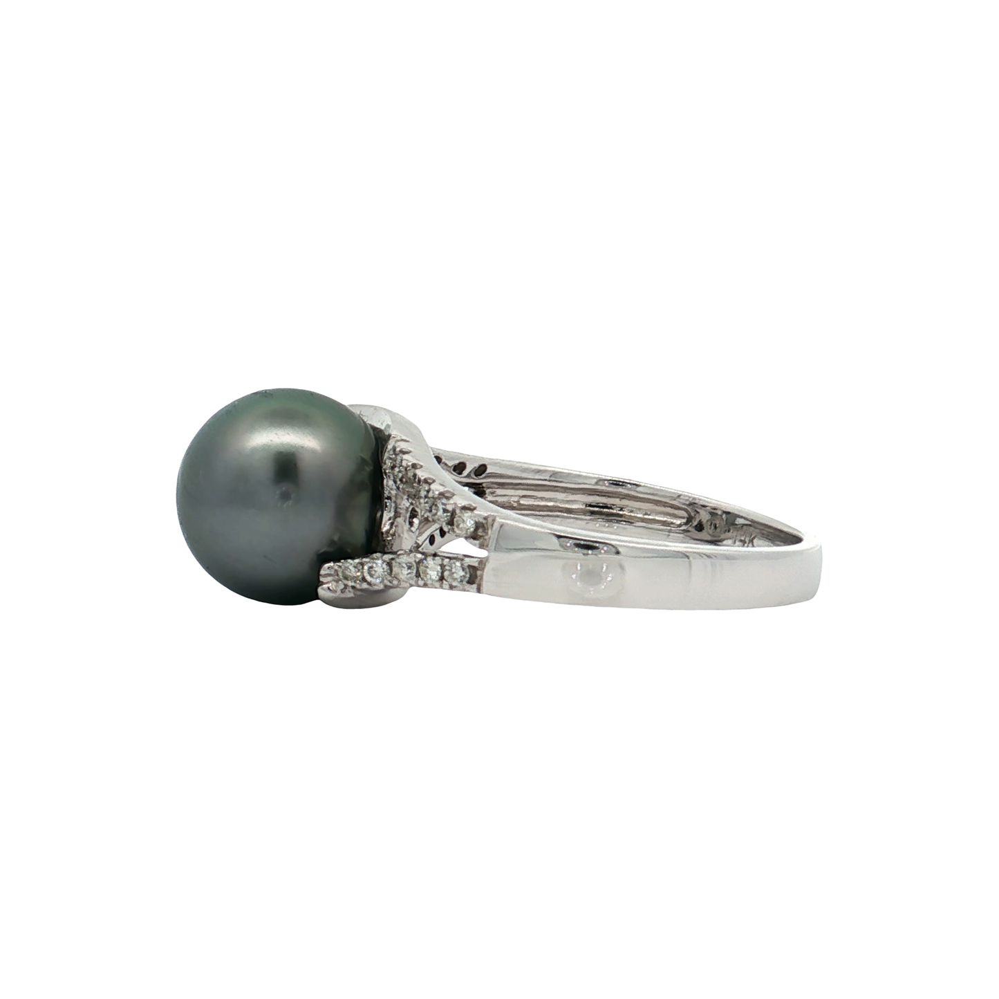 White Gold Pearl & Diamond Ring