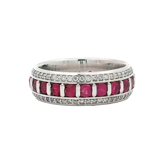 White Gold Ruby & Diamond Band