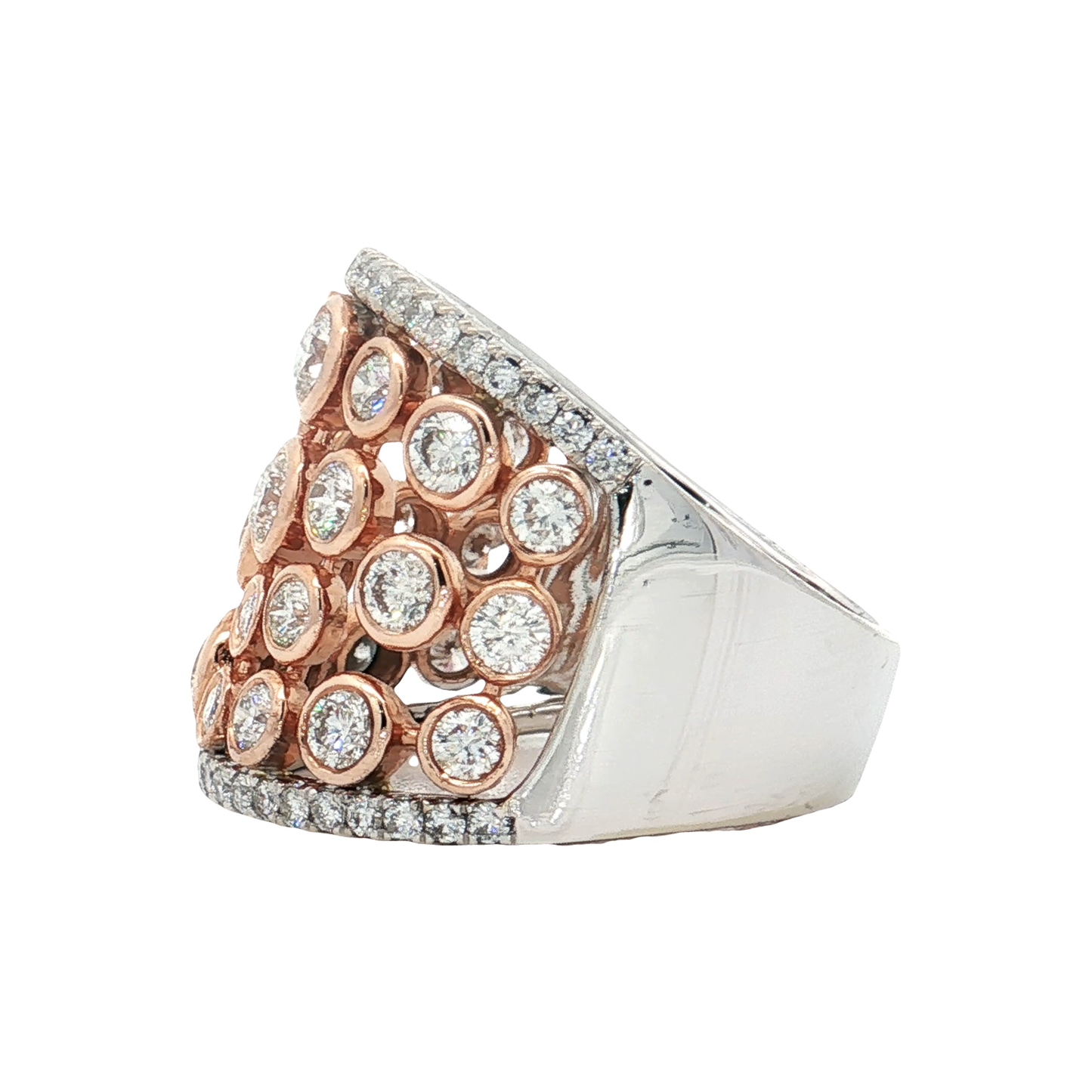 White & Rose Gold Diamond Fashion Ring